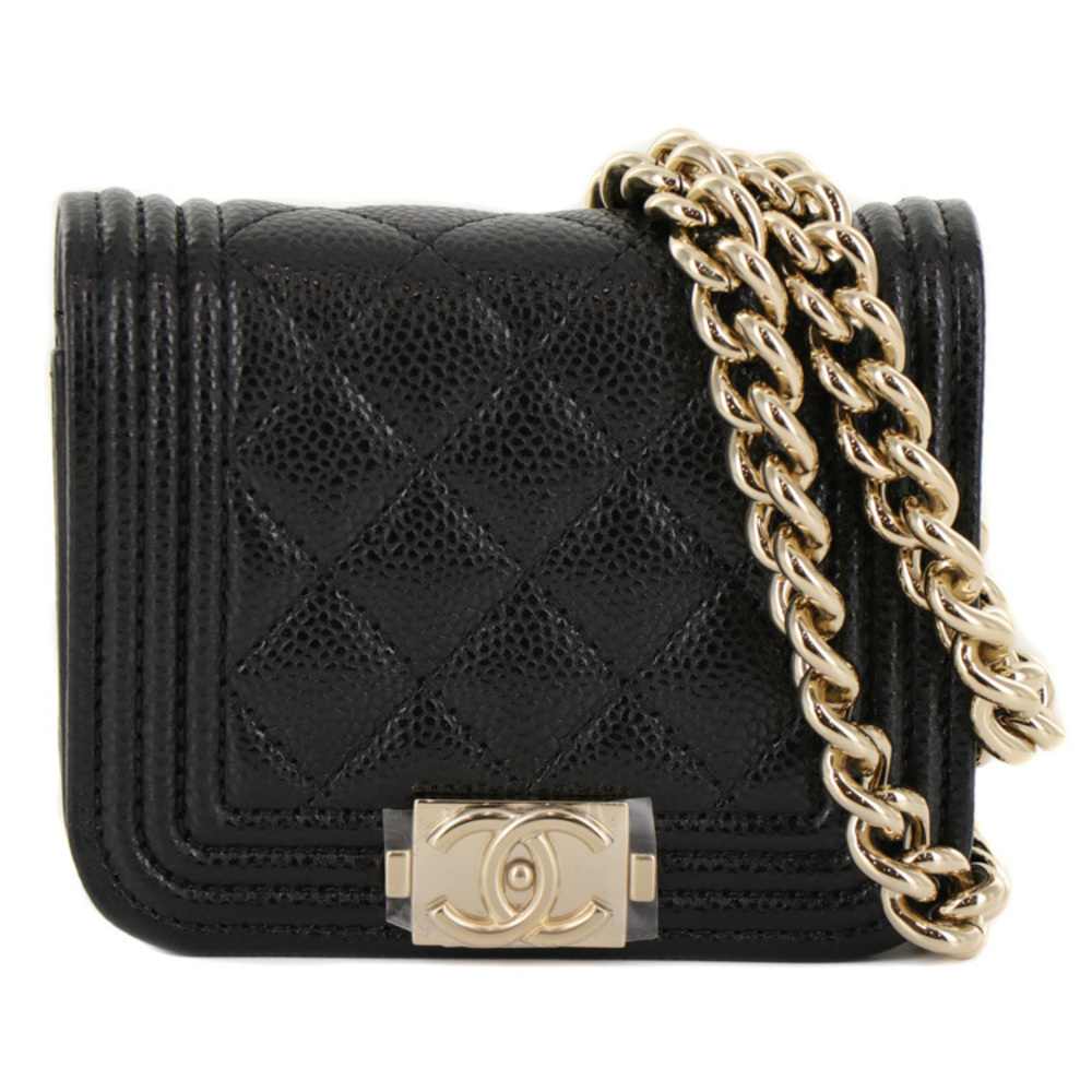 Chanel Bag Shoulder Mini Pouch Black Chain Boy - Picture 1 of 12